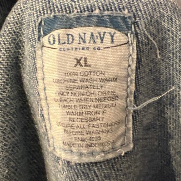 Old Navy Denim Overalls Men’s Size Large Blue Jean Cutoff Hem Adjustable Straps - Picture 8 of 11